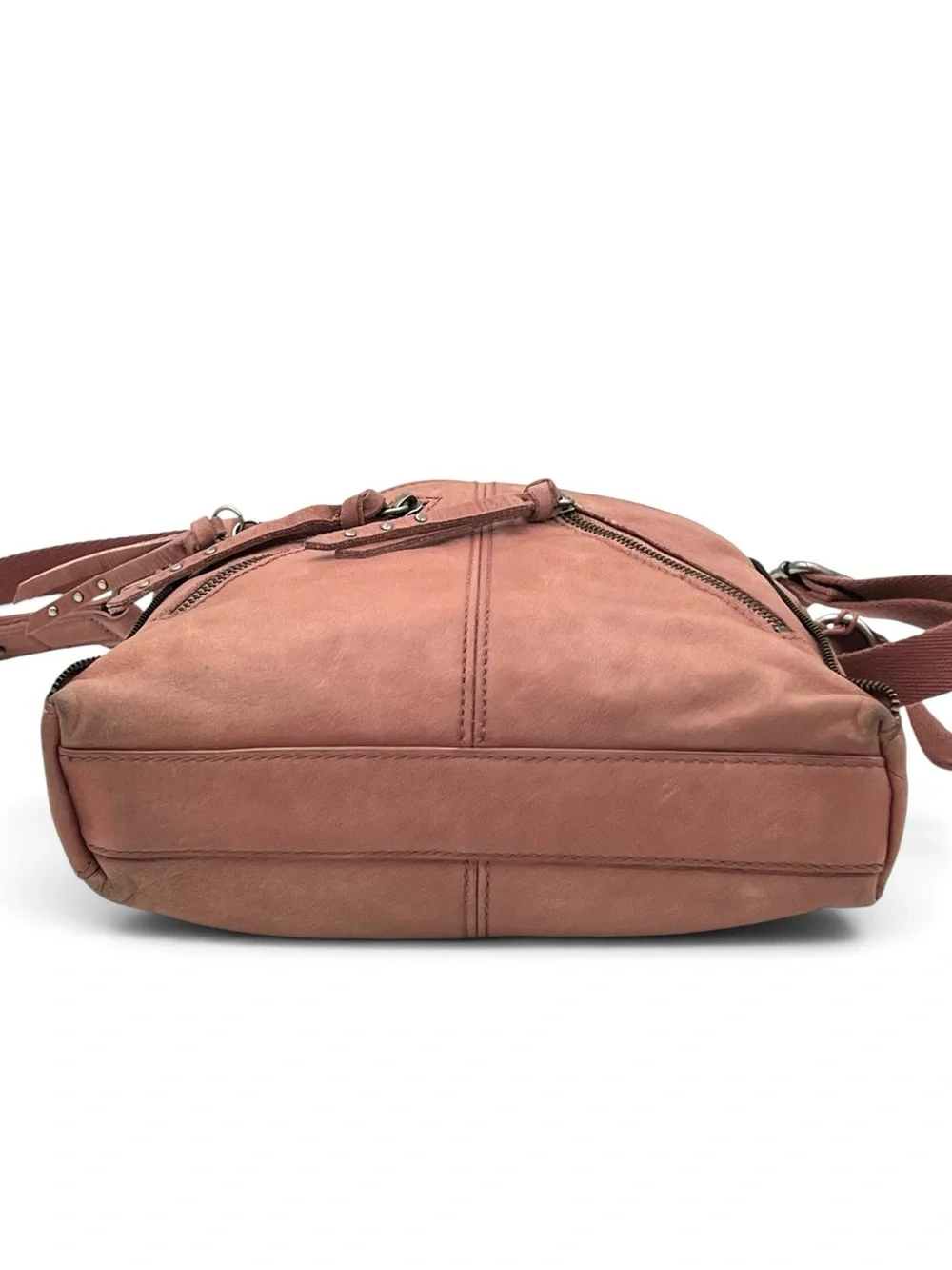 The Sak De Young Pink Leather Crossbody Bag Multi Pocket Boho Tassel Y2K Slouchy